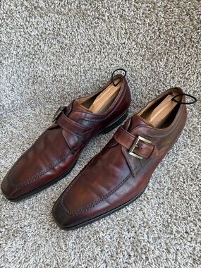 Magnanni Men’s Mauricio Brown Leather Monk Strap Dress Shoes size 14 M